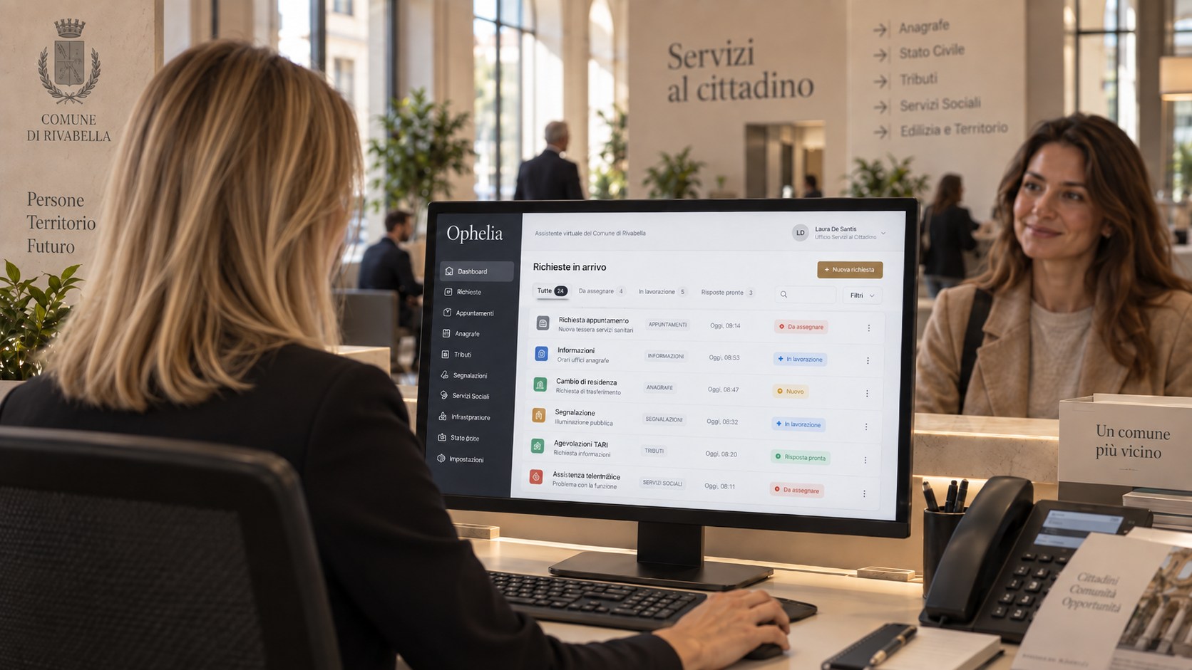 Monitor con interfaccia Ophelia per l’assistenza ai cittadini
